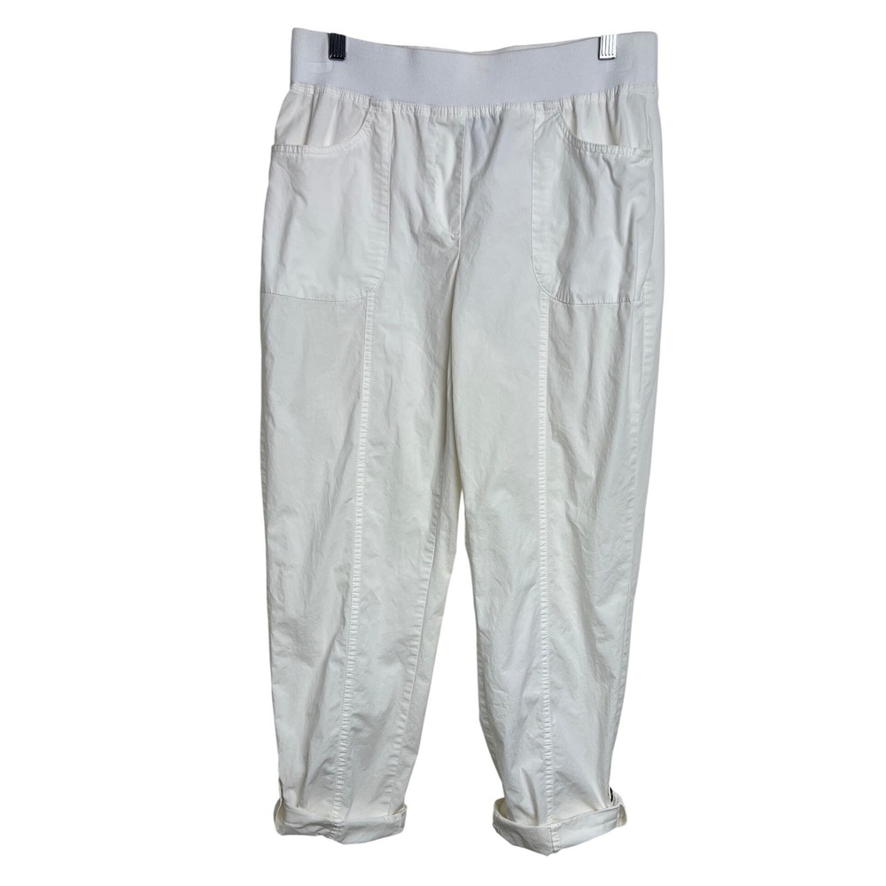 Chico's‎ Pull On Crop Pants Womens 0.5 White Stretch Cotton Casual Summer B19